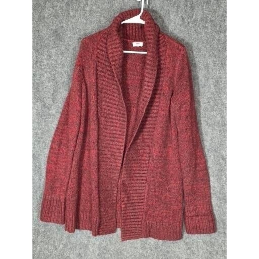 Womens Medium Cardigan Sweater Shawl Collar Chunky Rib Red Heather‎ Levis